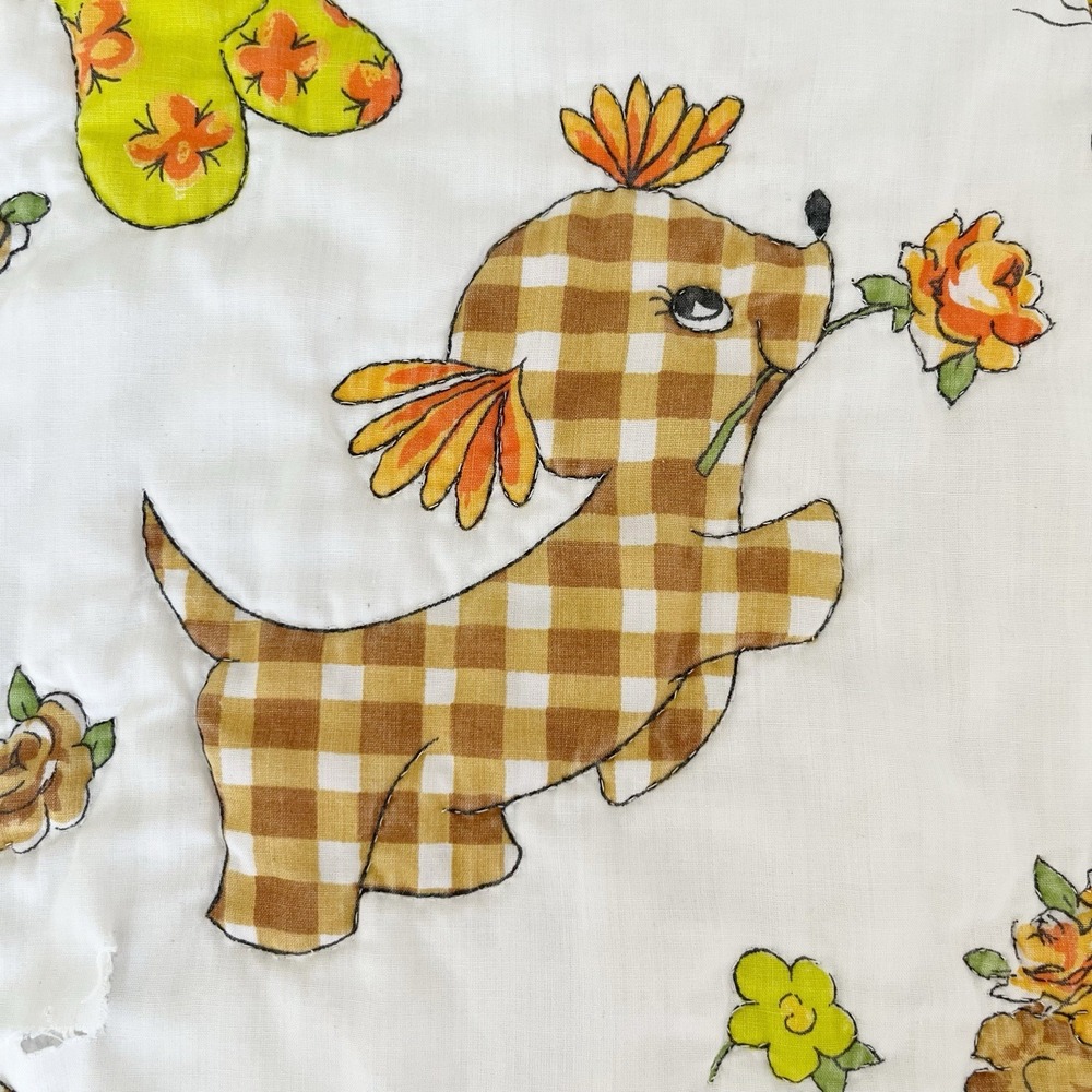 Vintage 1970s Handmade Baby Quilt - Picture 9 of 16